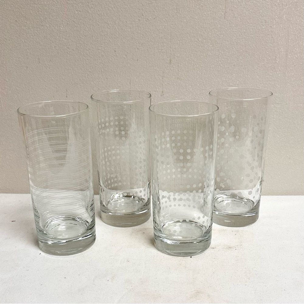 Modernist Clear Glass Tumbler Set of 4